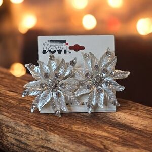 Tovi Silver Floral Clip Earrings